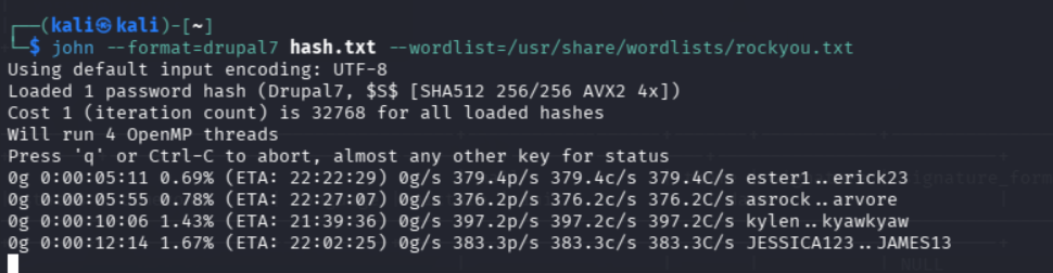 Intento de crackeo de hashes